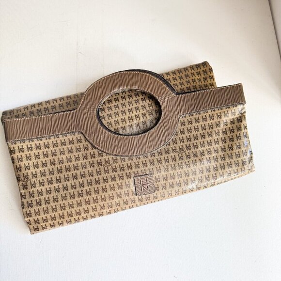 Vintage Harpel Florance Monogram Print Fold Over Clutch to Shopper Bag - Picture 5 of 10